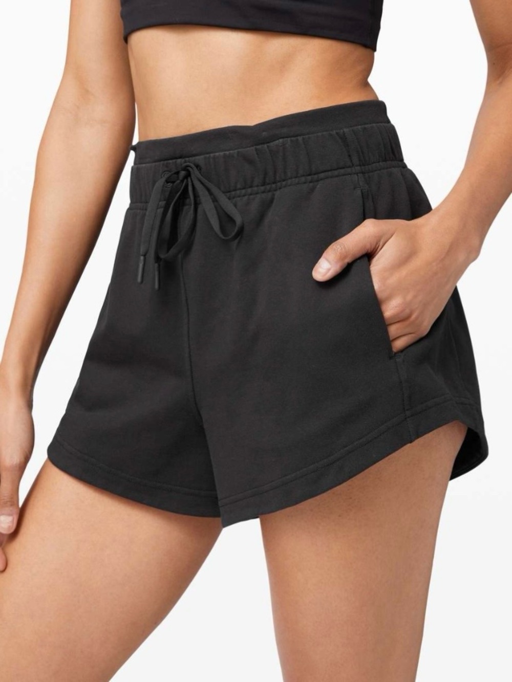 lululemon inner glow short 3” french terry cotton black W7BDRS 4